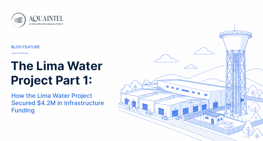 Lima Water Project Part 1 infographic showing how a small municipal water utility secured $4 2 million in infrastructure funding through strategic planning, partnerships, and funding alignment 