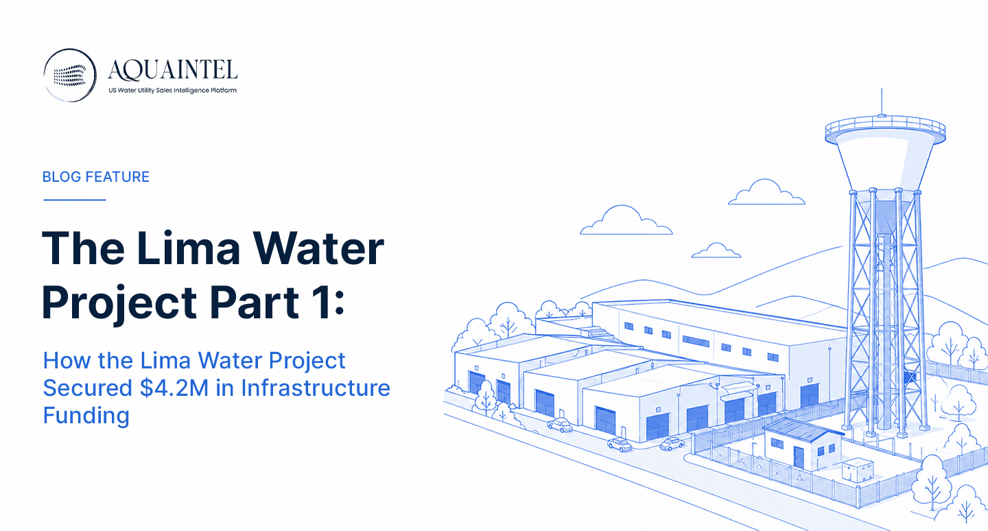 Lima Water Project Part 1 infographic showing how a small municipal water utility secured $4 2 million in infrastructure funding through strategic planning, partnerships, and funding alignment 