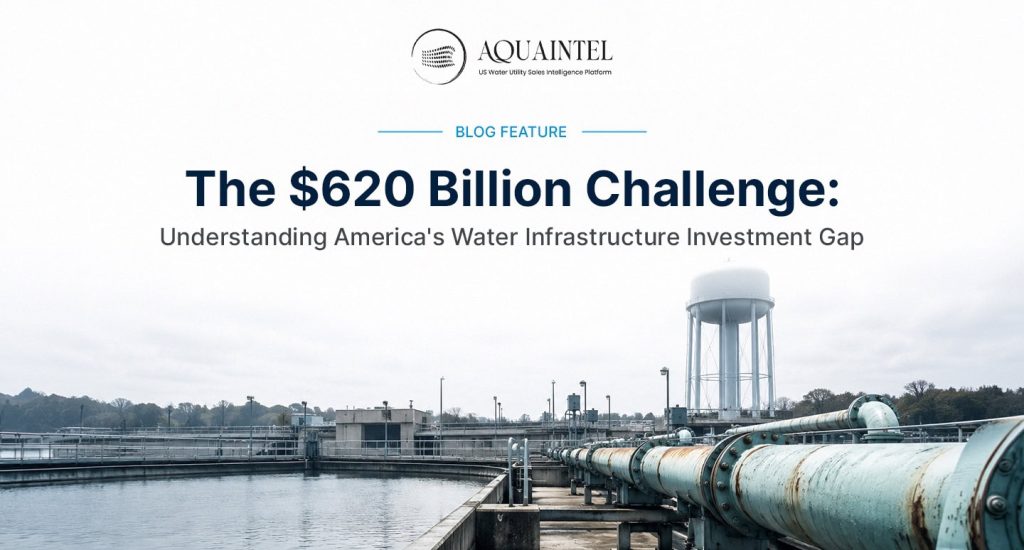 Water treatment facility infrastructure illustrating America's $620 billion water infrastructure investment gap and the urgent need for funding, modernization, and utility capital improvements 